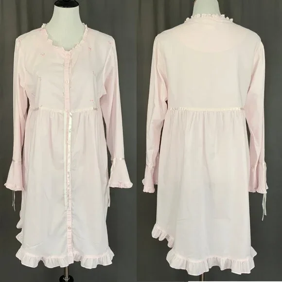 Vintage Laura Ashley Parisian Pink Cotton Nightgown Cottagecore Prairie Y2K Sz M - Picture 16 of 16